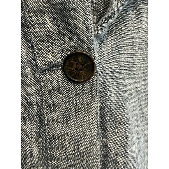 Lands End Womens Chambray Linen Jacket Plus Size 3X Long Chore Coat Transitional - Picture 5 of 10